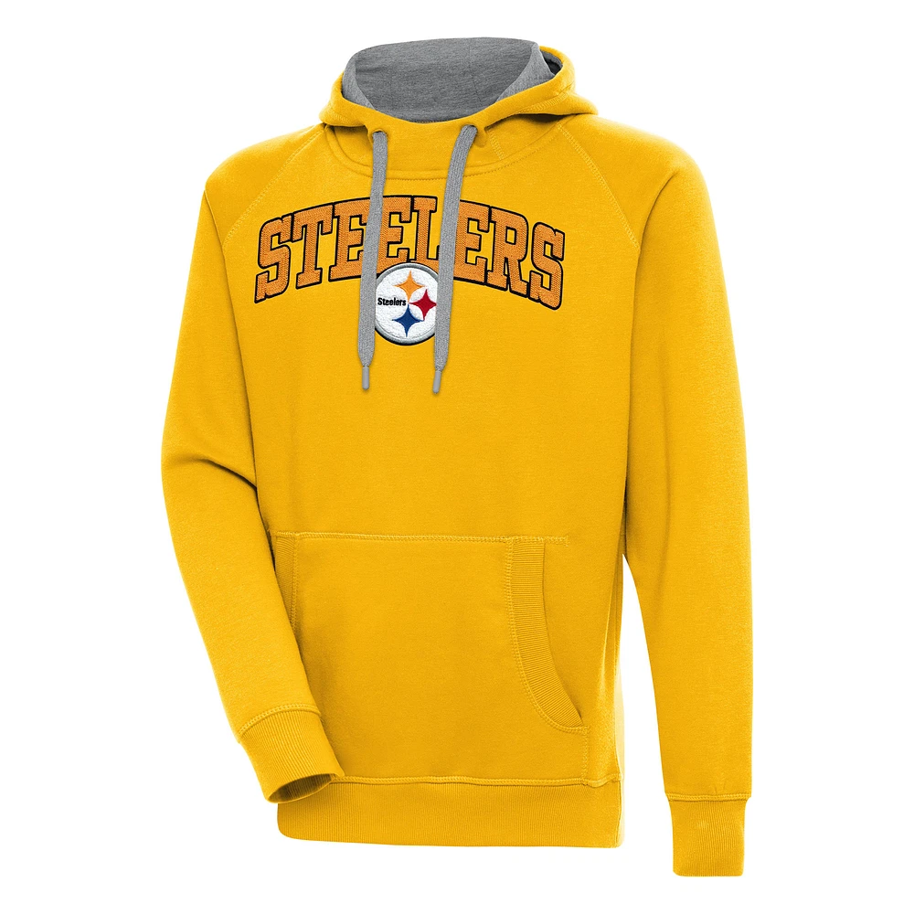 Men's Antigua Gold Pittsburgh Steelers Victory Pullover Hoodie