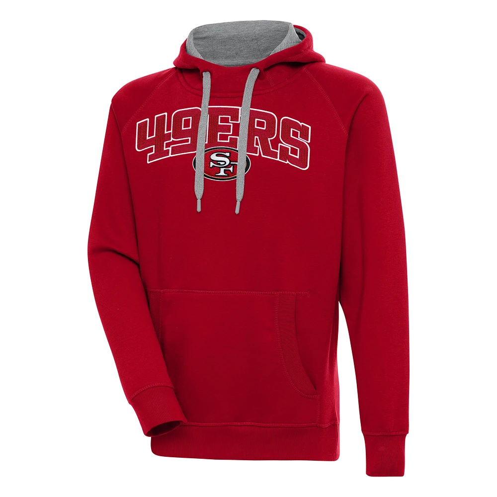 Men's Antigua Scarlet San Francisco 49ers Victory Pullover Hoodie