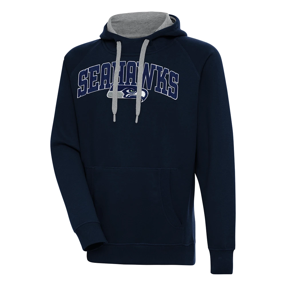 Men's Antigua College Navy Seattle Seahawks Victory Pullover Hoodie