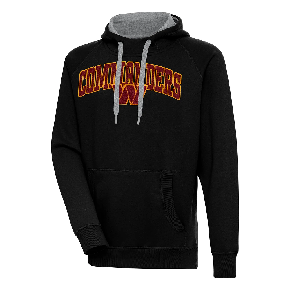 Men's Antigua Black Washington Commanders Victory Pullover Hoodie