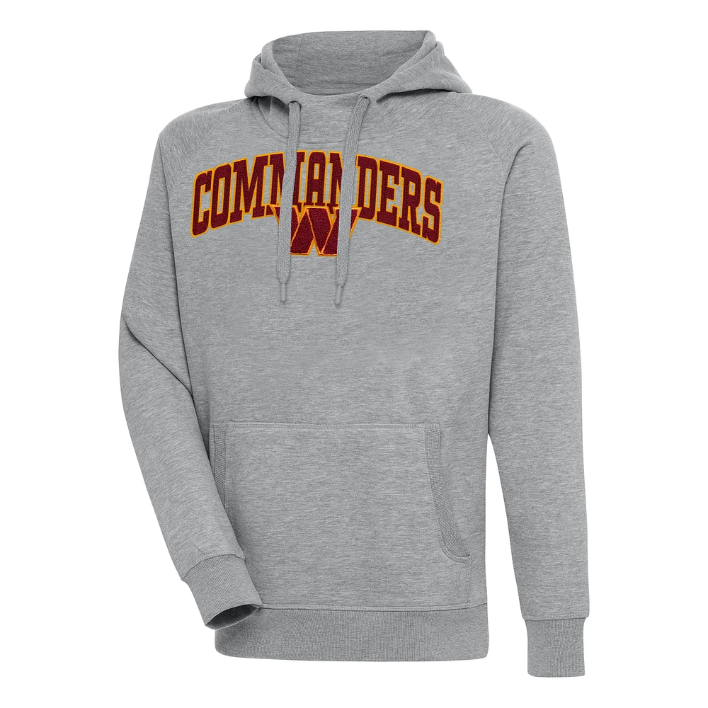 Men's Antigua Heather Gray Washington Commanders Victory Pullover Hoodie