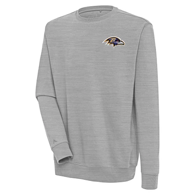 Men's Antigua Heather Gray Baltimore Ravens Victory Pullover Sweatshirt
