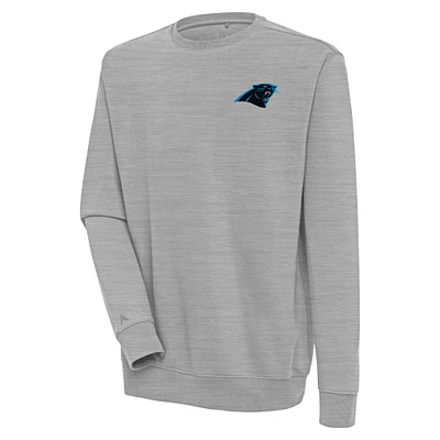 Men's Antigua Heather Gray Carolina Panthers Victory Pullover Sweatshirt