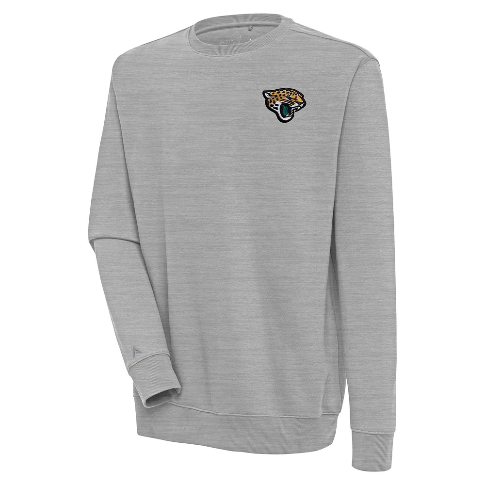 Men's Antigua Heather Gray Jacksonville Jaguars Victory Pullover Sweatshirt