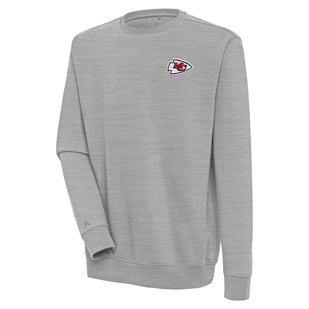 Men's Antigua Heather Gray Kansas City Chiefs Victory Pullover Sweatshirt