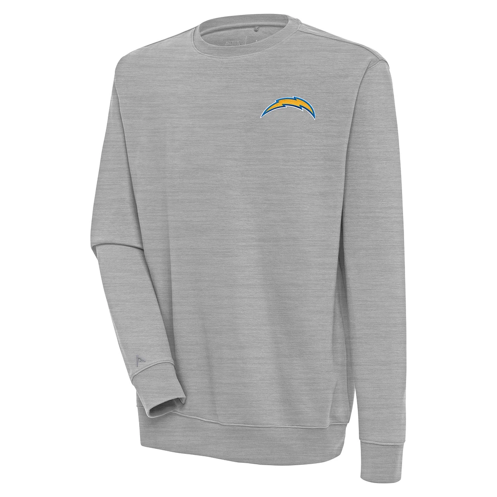 Men's Antigua Heather Gray Los Angeles Chargers Victory Pullover Sweatshirt