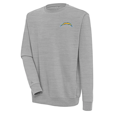 Men's Antigua Heather Gray Los Angeles Chargers Victory Pullover Sweatshirt