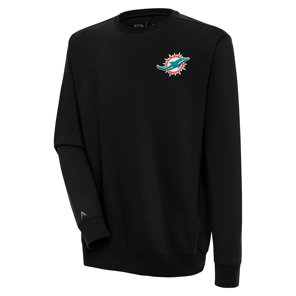 Men's Antigua Black Miami Dolphins Victory Pullover Sweatshirt