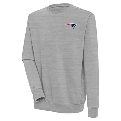 Men's Antigua Heather Gray New England Patriots Victory Pullover Sweatshirt