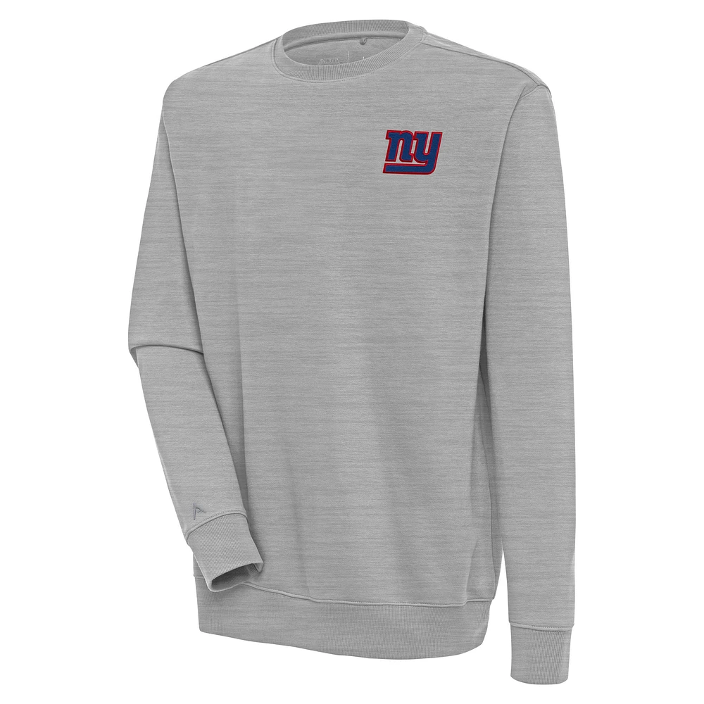 Men's Antigua Heather Gray New York Giants Victory Pullover Sweatshirt