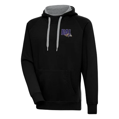 Men's Antigua Black Baltimore Ravens Victory Pullover Hoodie