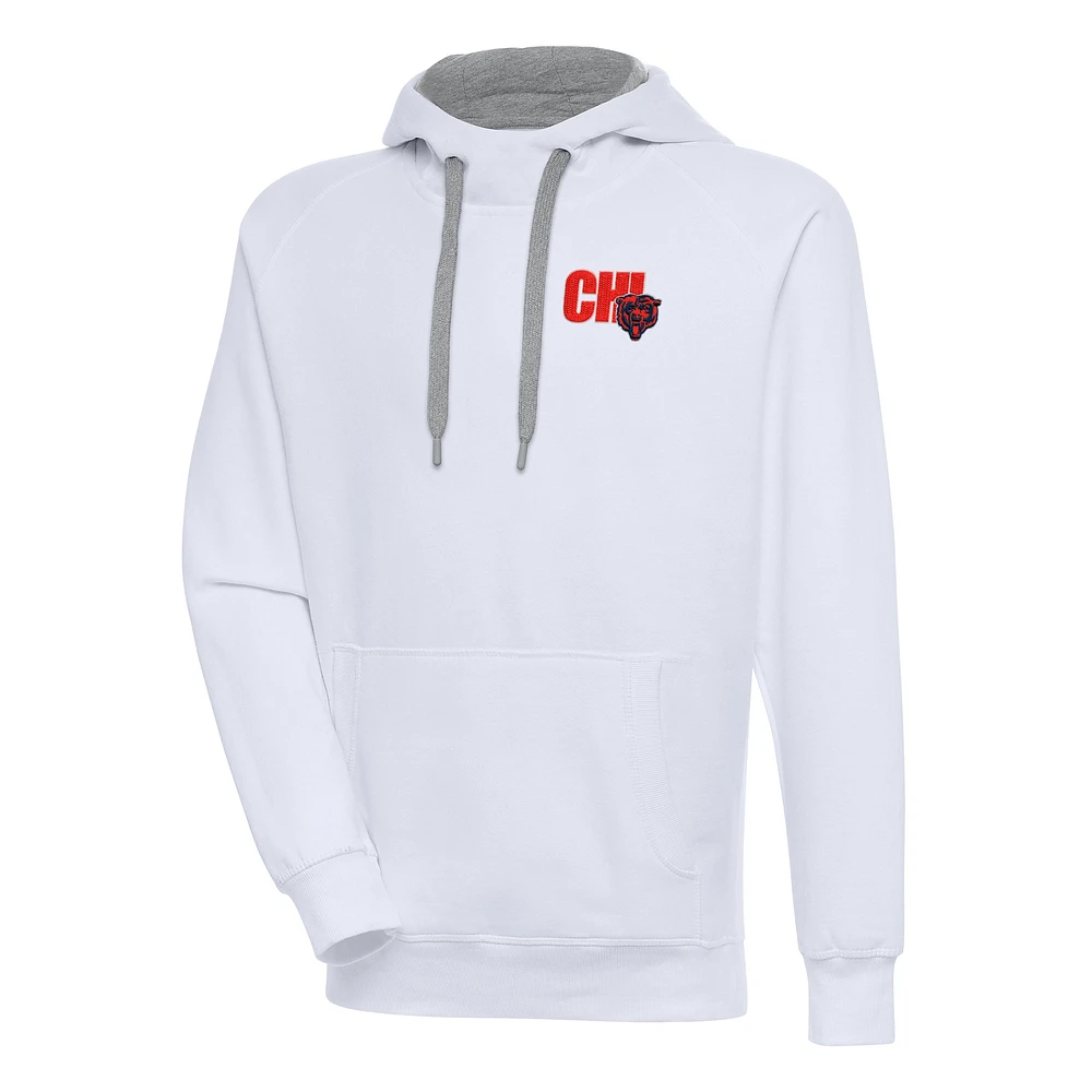 Men's Antigua White Chicago Bears Victory Pullover Hoodie
