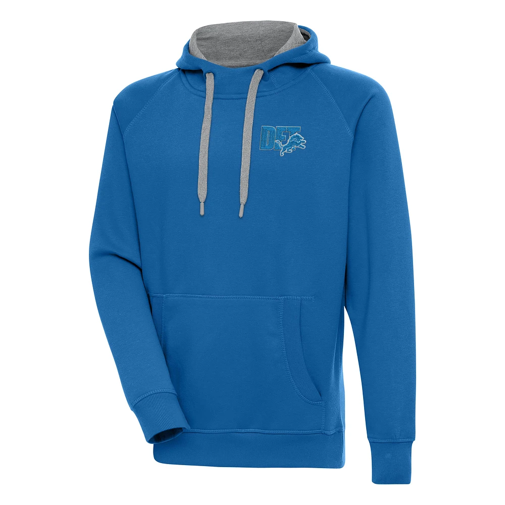 Men's Antigua Blue Detroit Lions Victory Pullover Hoodie