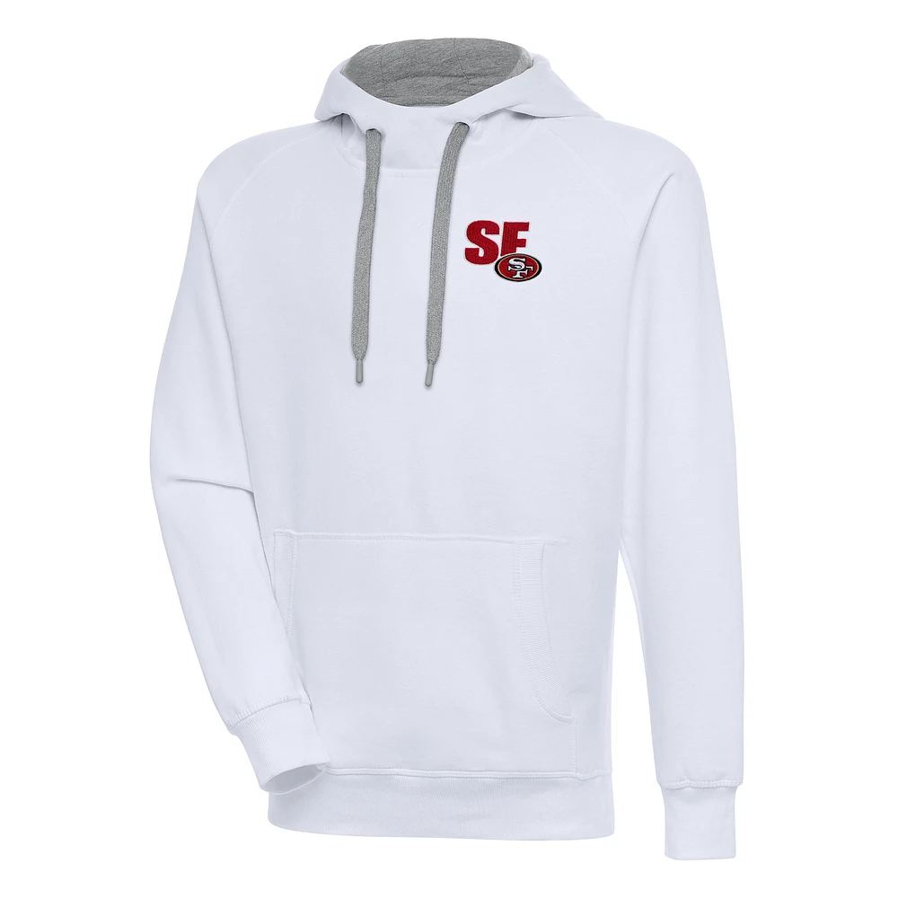 Men's Antigua White San Francisco 49ers Victory Pullover Hoodie