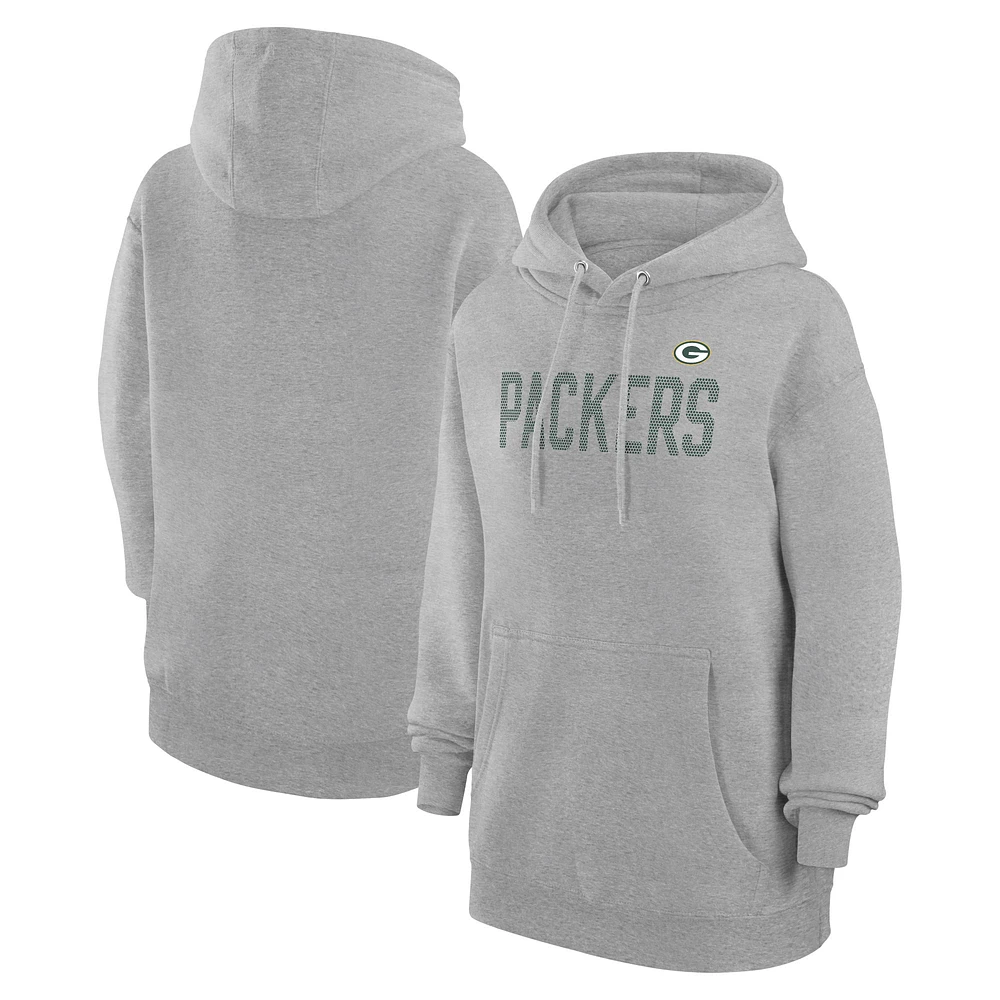 Women's G-III 4Her by Carl Banks Heather Gray Green Bay Packers Dot Print Pullover Hoodie