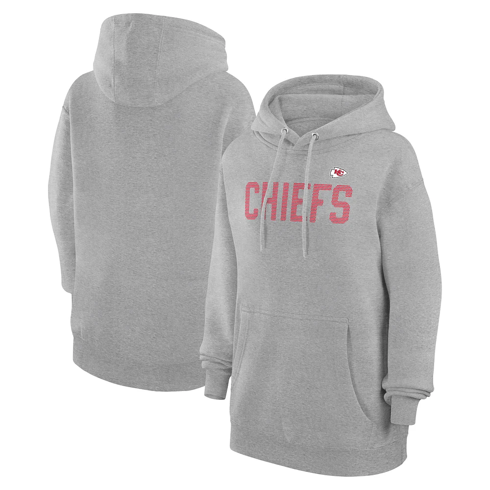 Women's G-III 4Her by Carl Banks Heather Gray Kansas City Chiefs Dot Print Pullover Hoodie