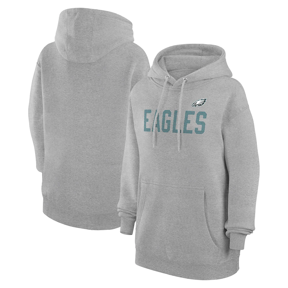 Women's G-III 4Her by Carl Banks Heather Gray Philadelphia Eagles Dot Print Pullover Hoodie