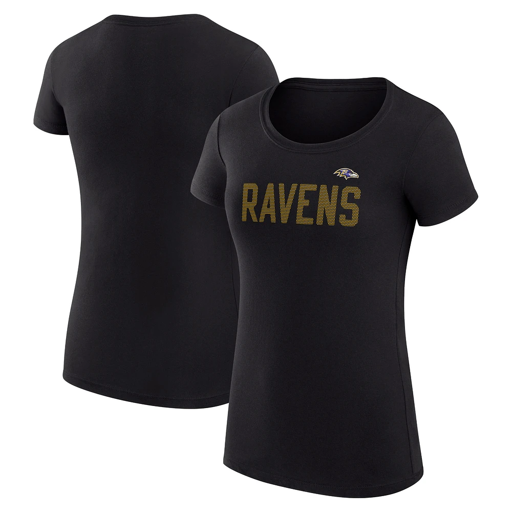 Women's G-III 4Her by Carl Banks Black Baltimore Ravens Super-Slim Fit Lightweight Dot Print Lightweight T-Shirt