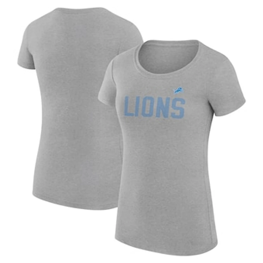 Women's G-III 4Her by Carl Banks Heather Gray Detroit Lions Super-Slim Fit Lightweight Dot Print Lightweight T-Shirt