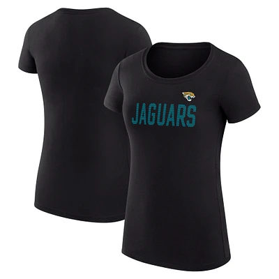 Women's G-III 4Her by Carl Banks Black Jacksonville Jaguars Super-Slim Fit Lightweight Dot Print Lightweight T-Shirt
