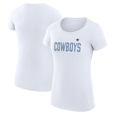 Women's G-III 4Her by Carl Banks White Dallas Cowboys Super-Slim Fit Lightweight Dot Print Lightweight T-Shirt