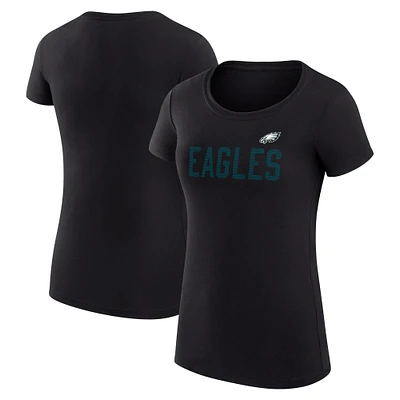 Women's G-III 4Her by Carl Banks Black Philadelphia Eagles Super-Slim Fit Lightweight Dot Print T-Shirt