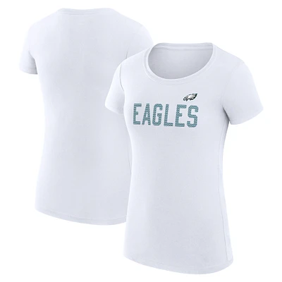 Women's G-III 4Her by Carl Banks White Philadelphia Eagles Super-Slim Fit Lightweight Dot Print T-Shirt