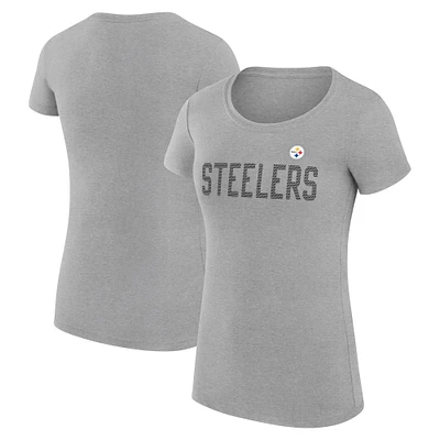 Women's G-III 4Her by Carl Banks Heather Gray Pittsburgh Steelers Super-Slim Fit Lightweight Dot Print Lightweight T-Shirt