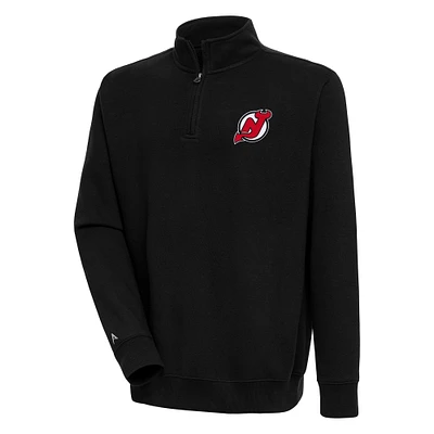 Men's Antigua Black New Jersey Devils Victory Quarter-Zip Pullover Top