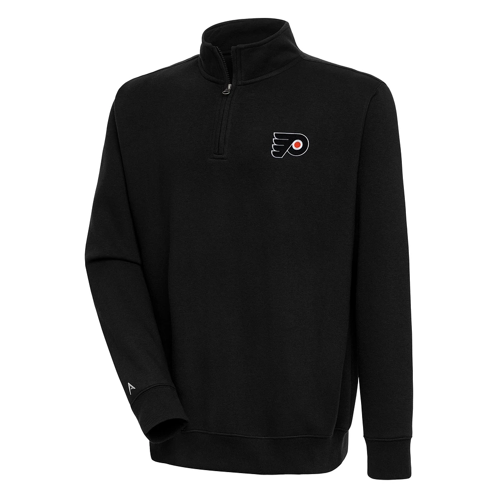 Men's Antigua Black Philadelphia Flyers Victory Quarter-Zip Pullover Top