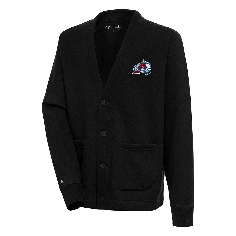 Men's Antigua Black Colorado Avalanche Victory Cardigan