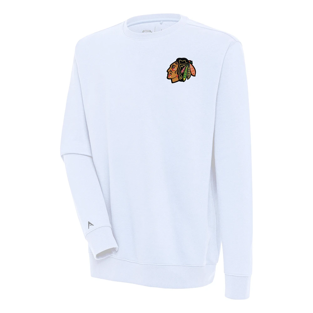 Men's Antigua White Chicago Blackhawks Victory Pullover Sweatshirt
