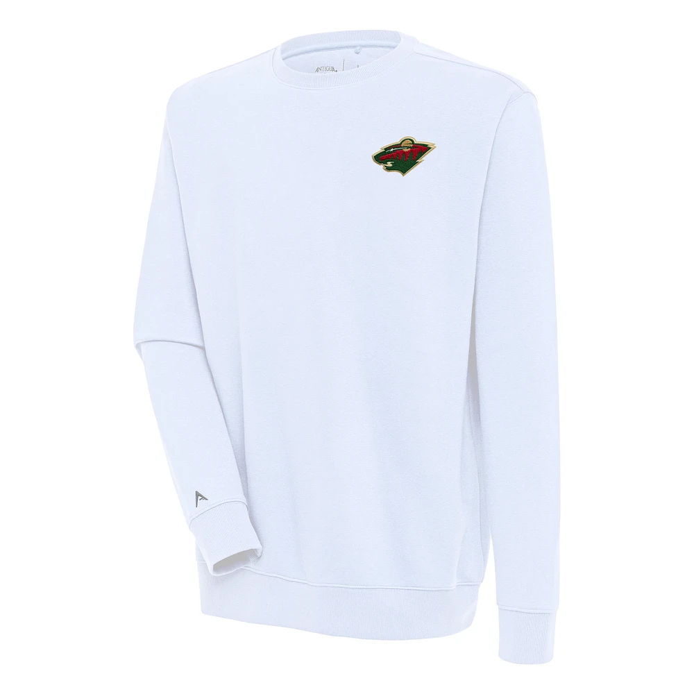Men's Antigua White Minnesota Wild Victory Pullover Sweatshirt