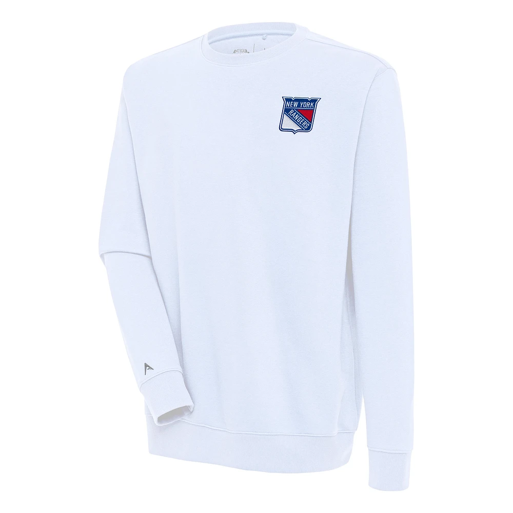 Men's Antigua White New York Rangers Victory Pullover Sweatshirt