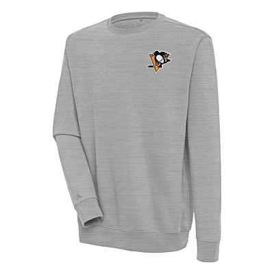Men's Antigua Heather Gray Pittsburgh Penguins Victory Pullover Sweatshirt