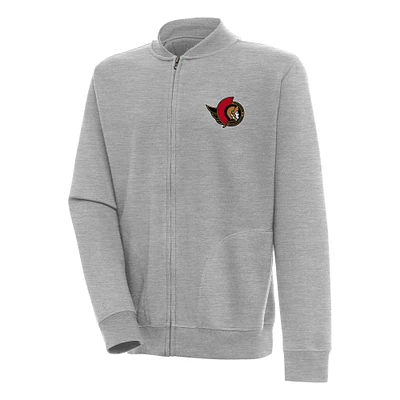 Men's Antigua Heather Gray Ottawa Senators Victory Full-Zip Jacket