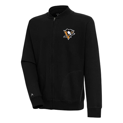 Men's Antigua Black Pittsburgh Penguins Victory Full-Zip Jacket