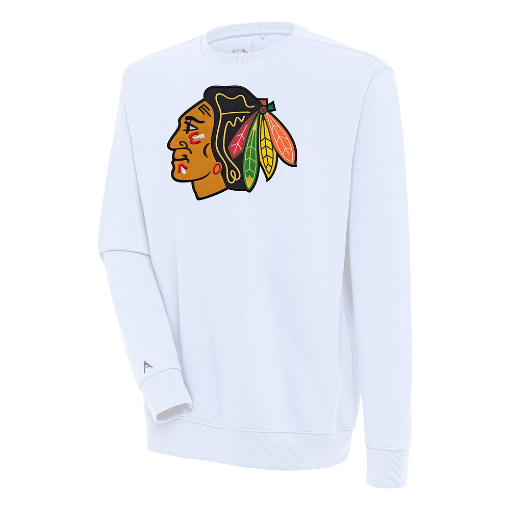 Men's Antigua White Chicago Blackhawks Victory Pullover Sweatshirt