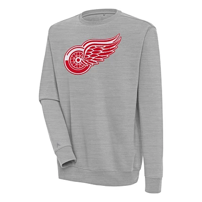 Men's Antigua Heather Gray Detroit Red Wings Victory Pullover Sweatshirt