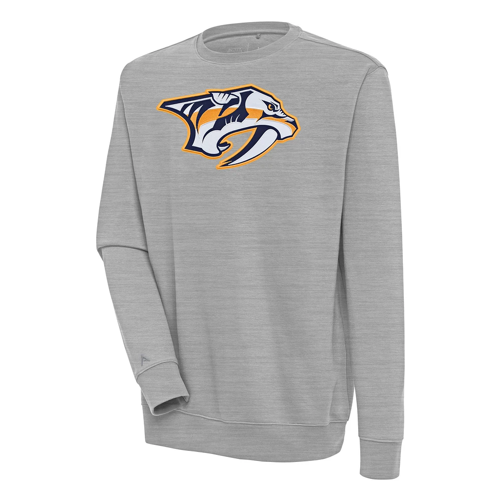 Men's Antigua Heather Gray Nashville Predators Victory Pullover Sweatshirt