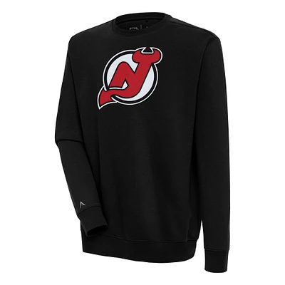 Men's Antigua Black New Jersey Devils Victory Pullover Sweatshirt