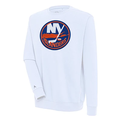 Men's Antigua White New York Islanders Victory Pullover Sweatshirt