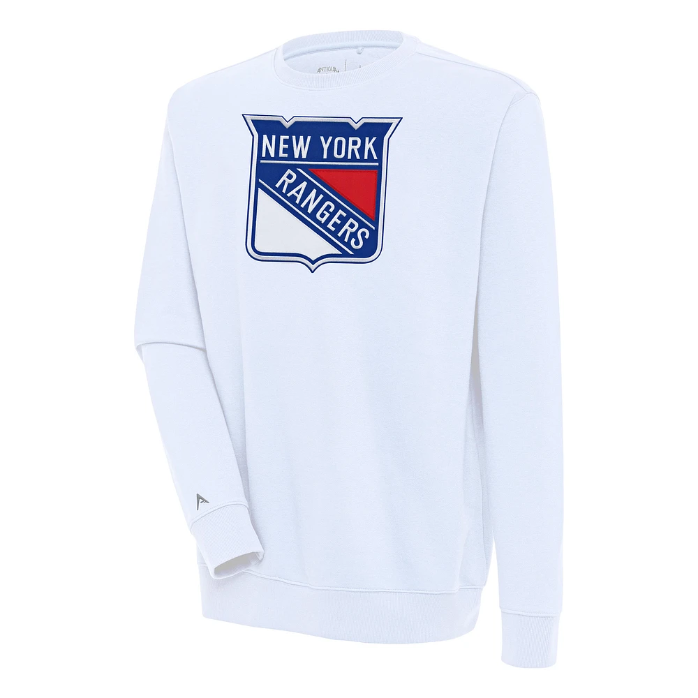 Men's Antigua White New York Rangers Victory Pullover Sweatshirt