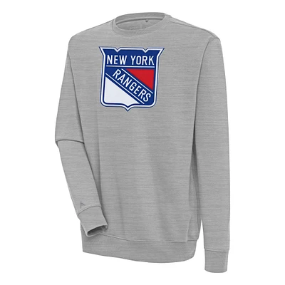 Men's Antigua Heather Gray New York Rangers Victory Pullover Sweatshirt