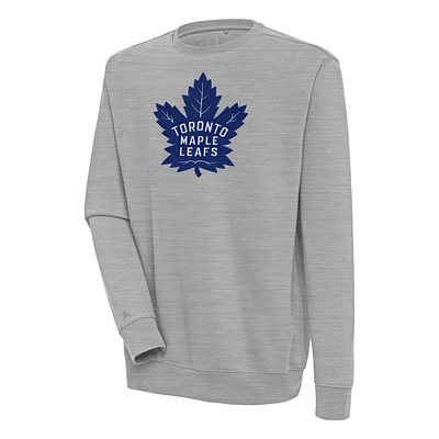 Men's Antigua Heather Gray Toronto Maple Leafs Victory Pullover Sweatshirt