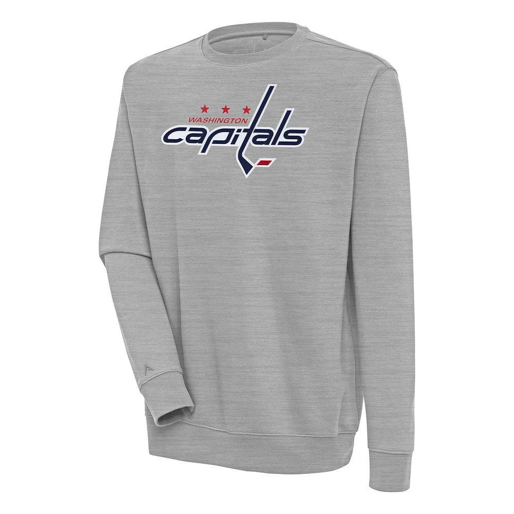 Men's Antigua Heather Gray Washington Capitals Victory Pullover Sweatshirt