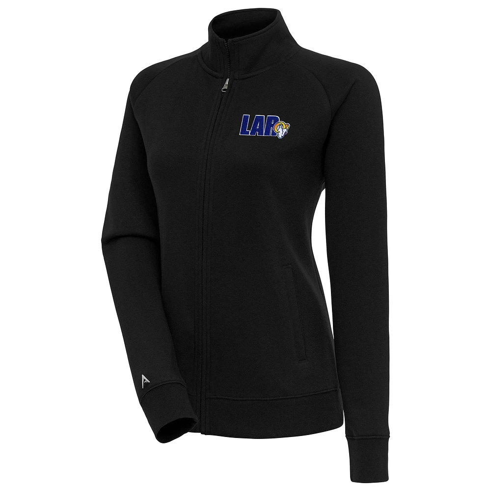 Women's Antigua Black Los Angeles Rams Victory Full-Zip Jacket