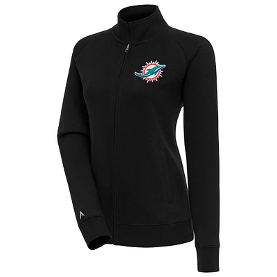 Women's Antigua Black Miami Dolphins Victory Full-Zip Jacket