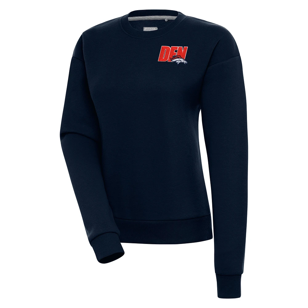 Women's Antigua Navy Denver Broncos Victory Pullover Sweatshirt