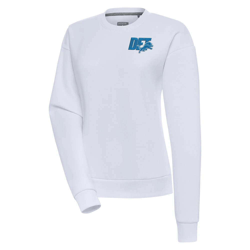 Women's Antigua White Detroit Lions Victory Pullover Sweatshirt